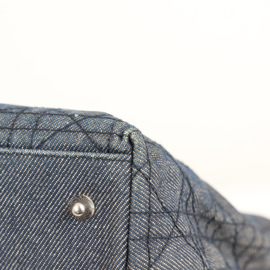 Christian Dior Denim Cannage Tote Bag Shoulder Bag