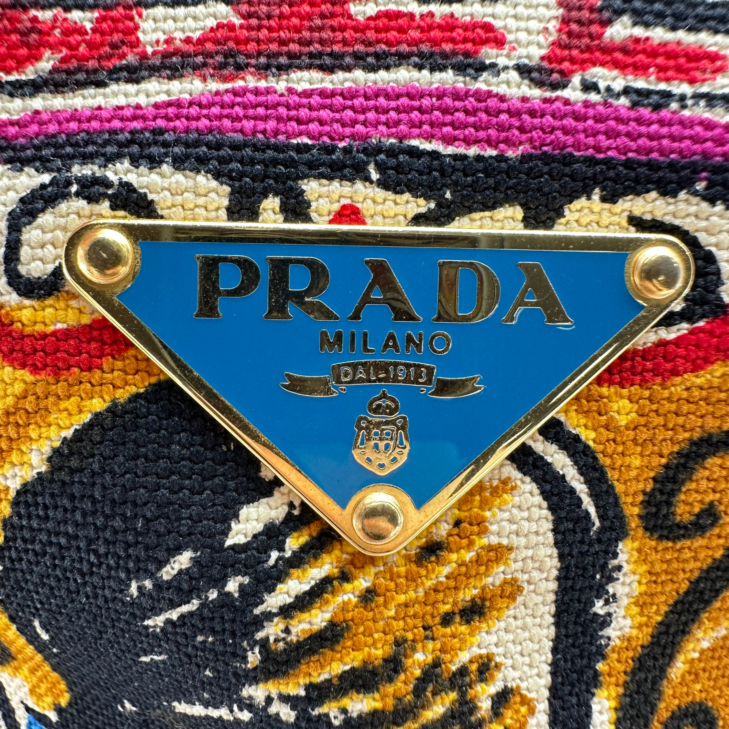 prada cloth mini bag multicolor printed canvas