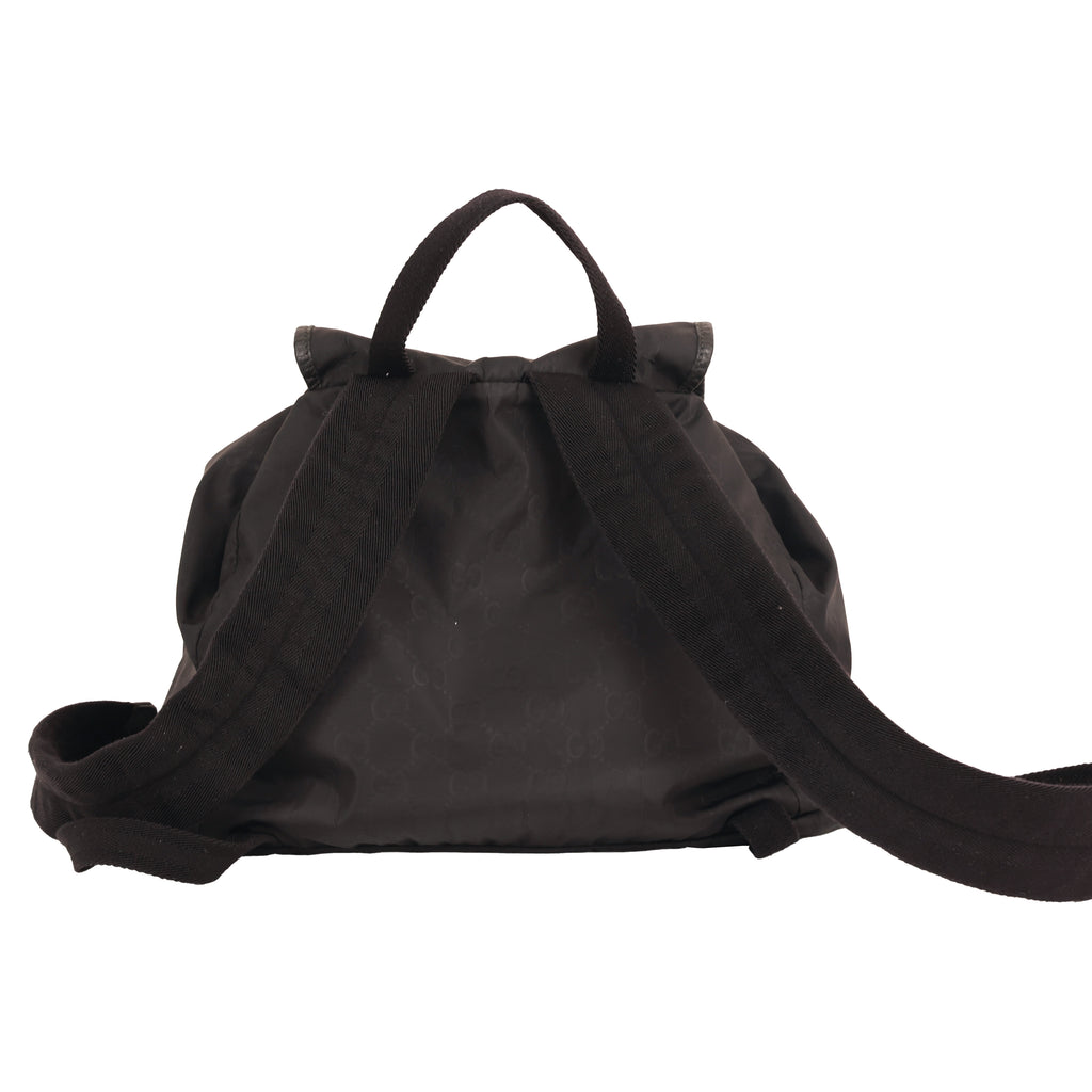 Gucci GG Nylon Backpack Drawstring Double Pocket Casual Bag