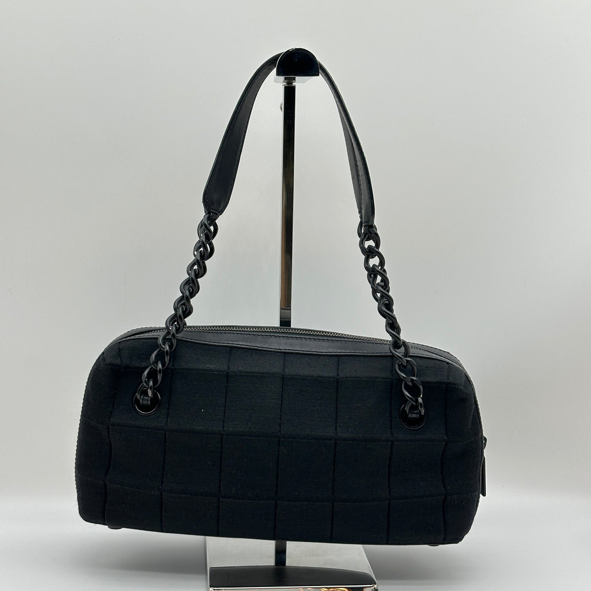 Chanel Chocolate Bar Cotton Chain Shoulder Bag Black Black Metal Fittings 7040713 7XXXXXX