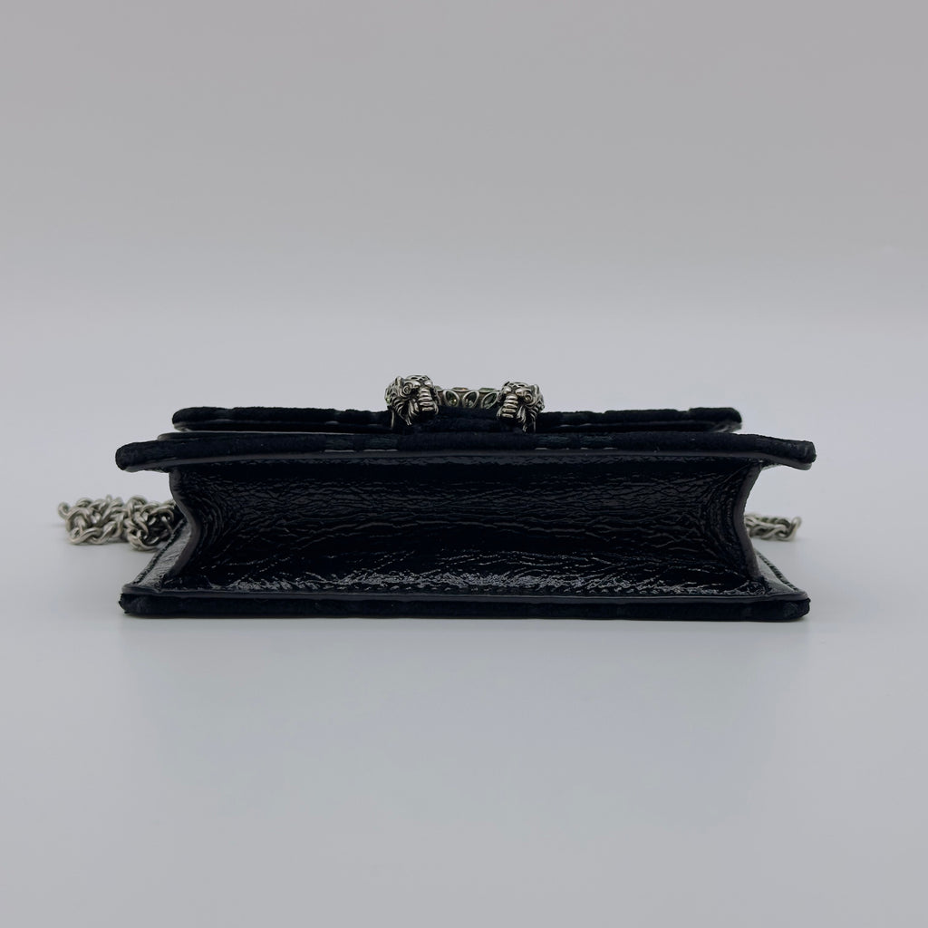 Gucci GG Velvet Dionysus Super Mini Black Chain Shoulder Bag