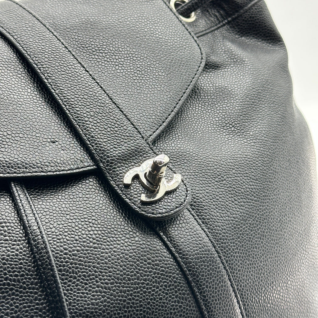 chanel caviar cc backpack black caviar leather