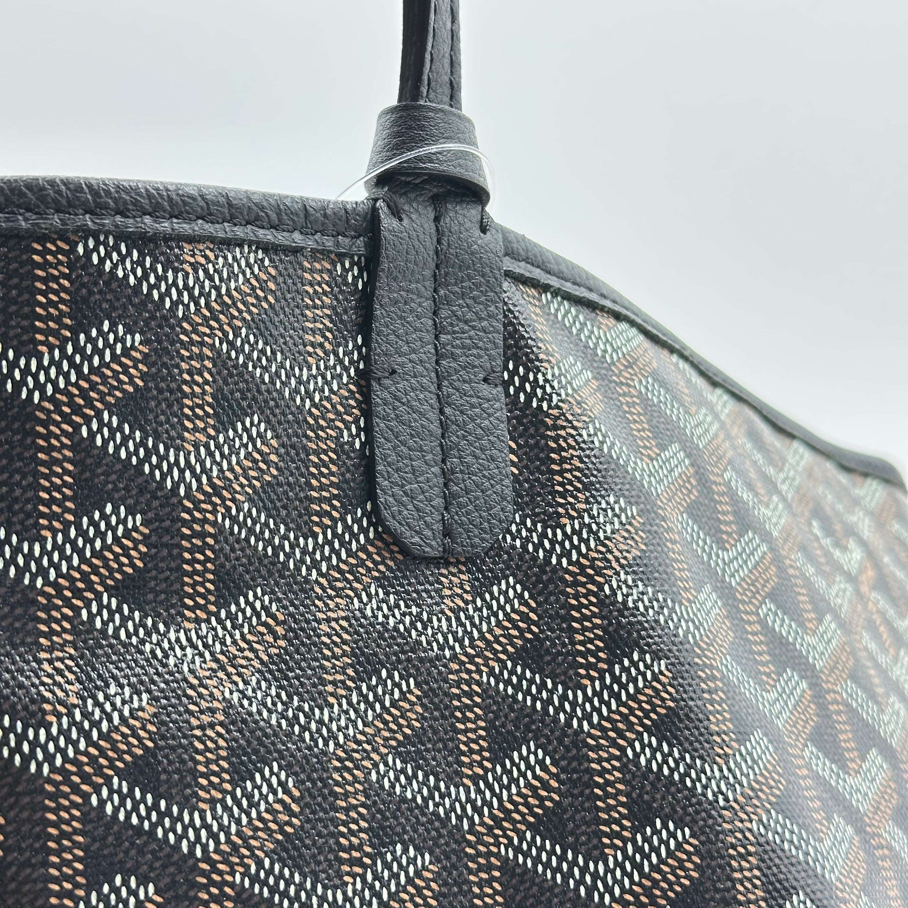 Goyard Saint Louis PM 手提包黑色 Monogram 帆布 PVC 皮革单肩购物袋