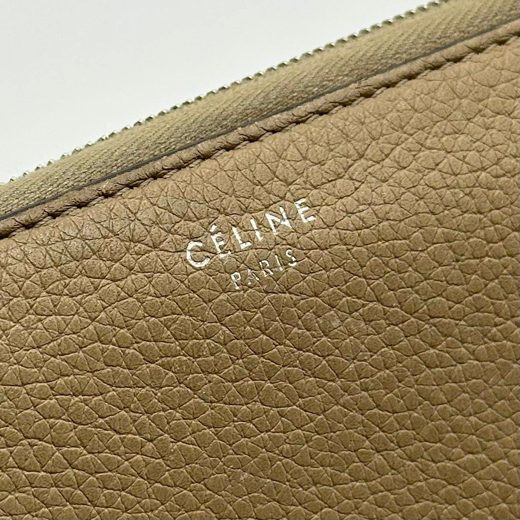 Celine Long Wallet Beige Leather Zip