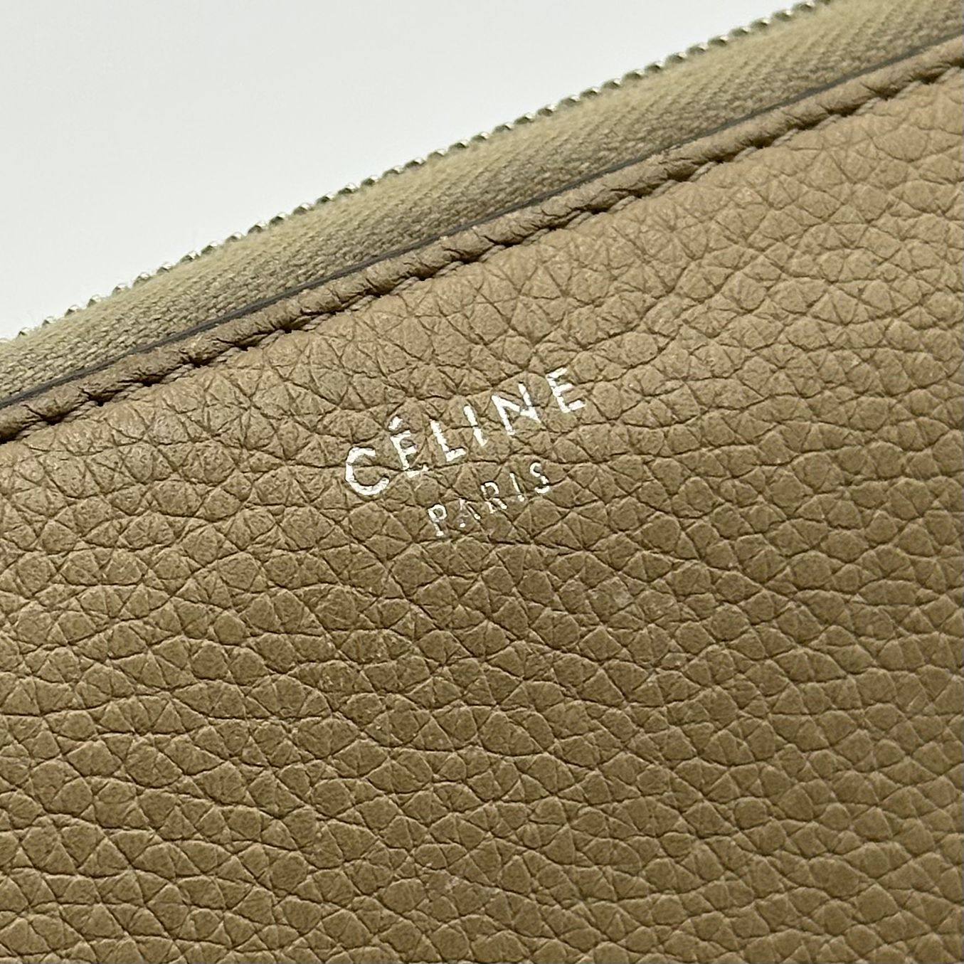 Celine Long Wallet Beige Leather Zip