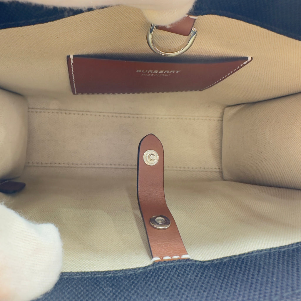 Burberry Canvas & Leather Freya Mini Black/Brown Crossbody Bag