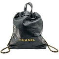 CHANEL 22 Backpack Black Calfskin Gold Hardware small