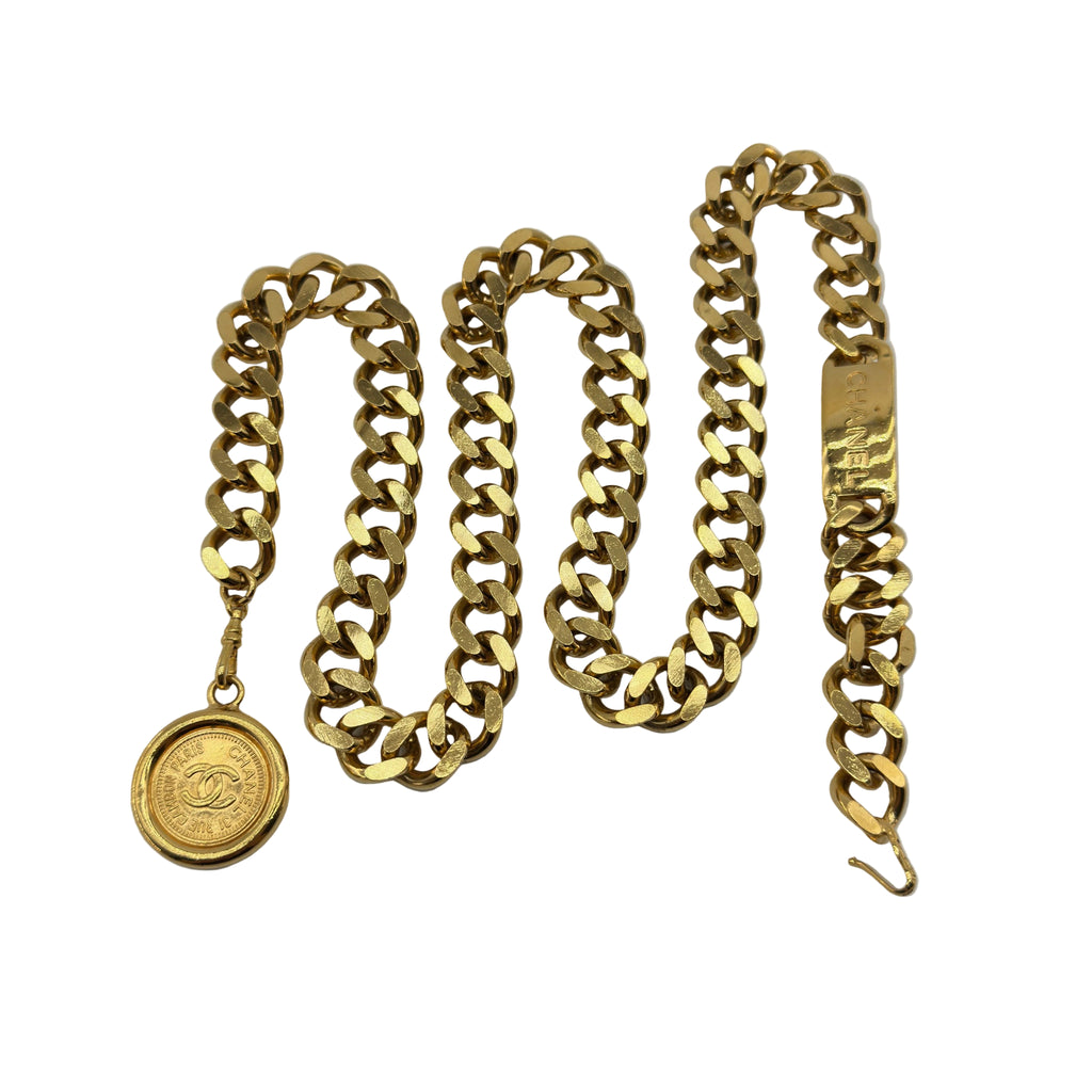 Chanel Coco Mark Medallion Gold-Tone Chain Belt