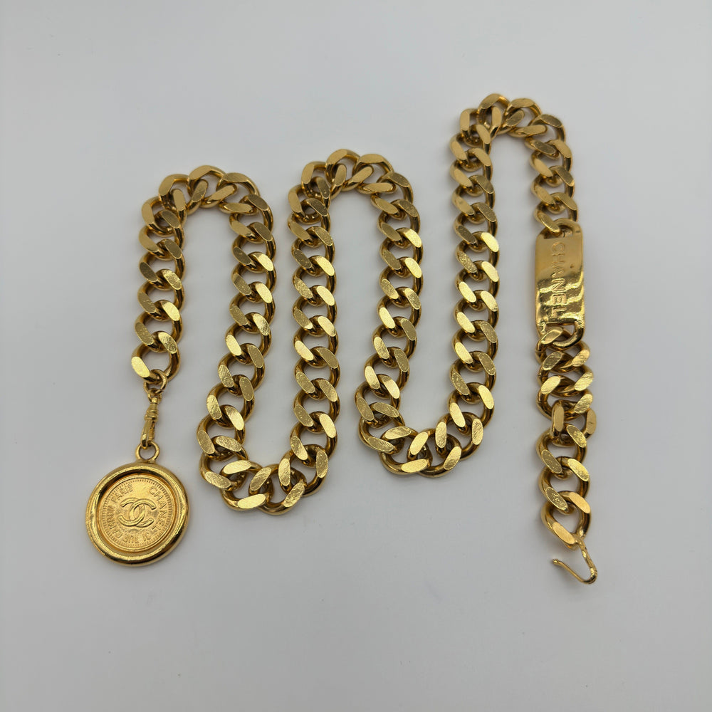 Chanel Coco Mark Medallion Gold-Tone Chain Belt