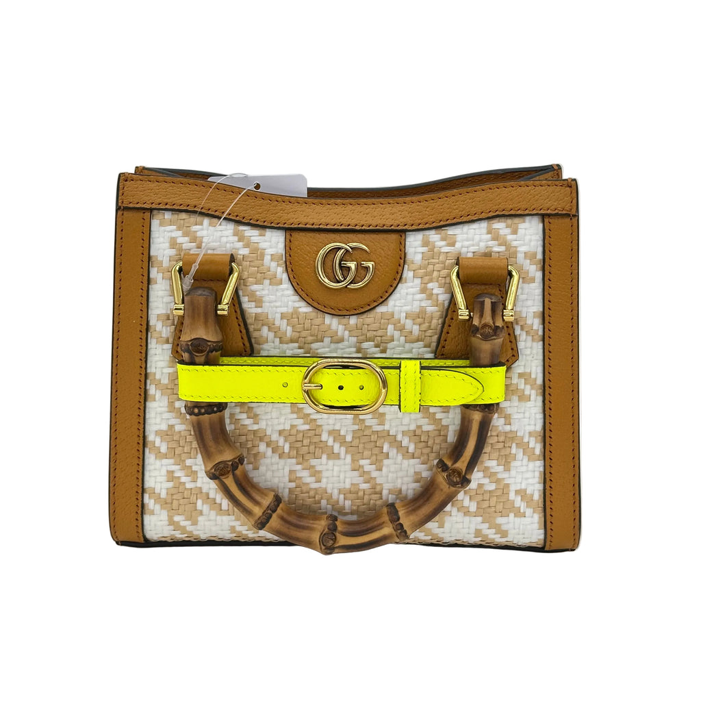 Gucci handbag shoulder bag Bamboo Double G houndstooth pattern gold hardware Diana Small