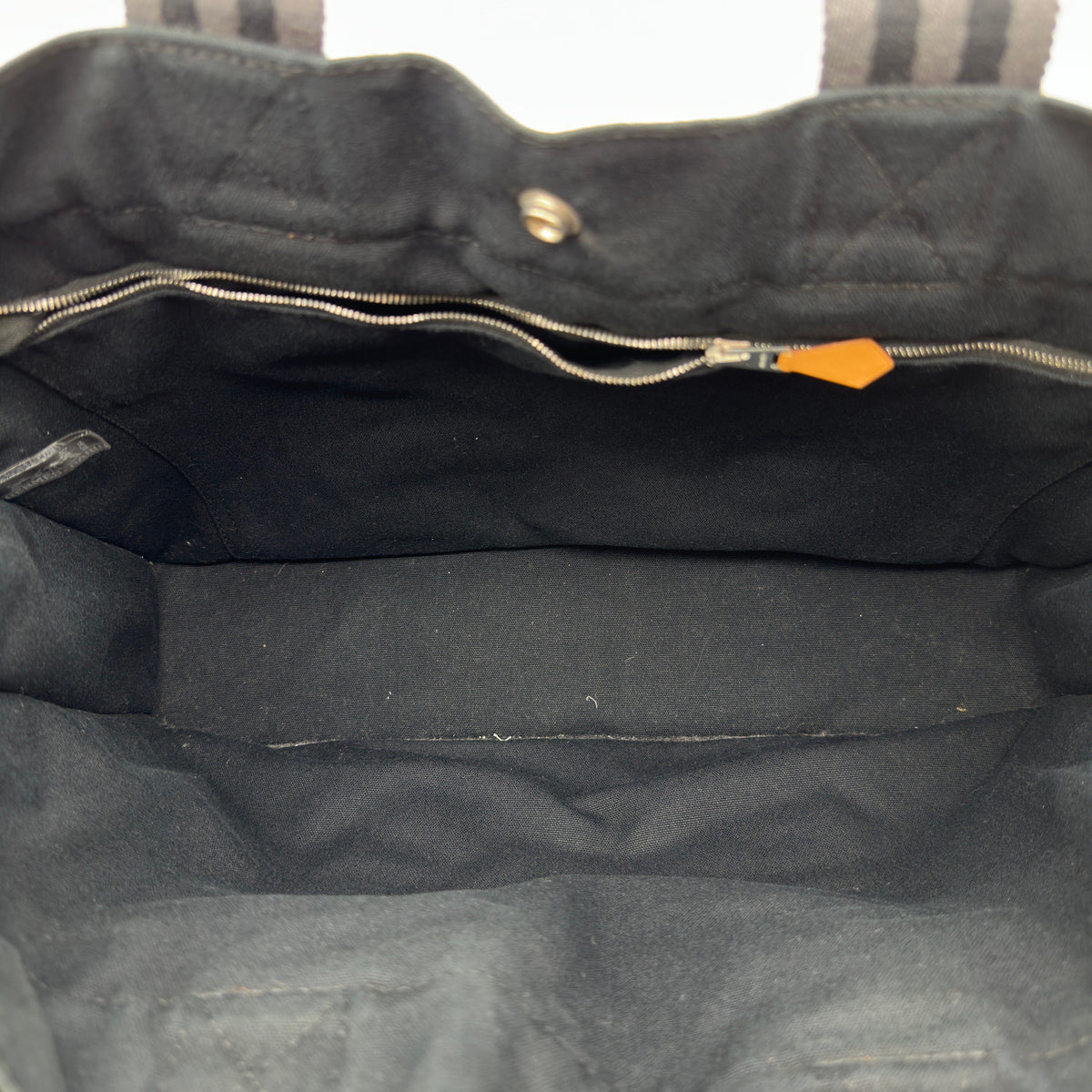 Hermes Herline MM Black Gray Canvas Tote Bag
