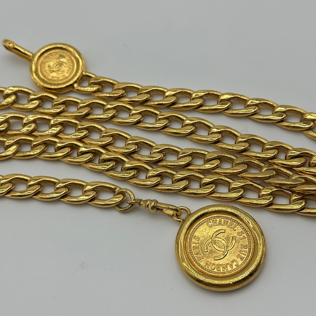 Chanel Gold Chain Coco Mark Coin Charm Belt
