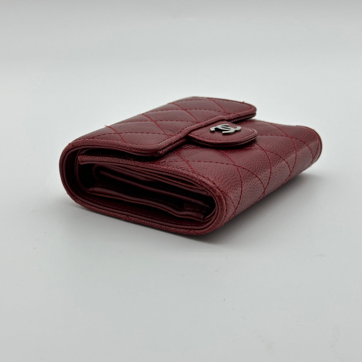 Chanel Quilted Caviar Calfskin Red Compact Wallet
