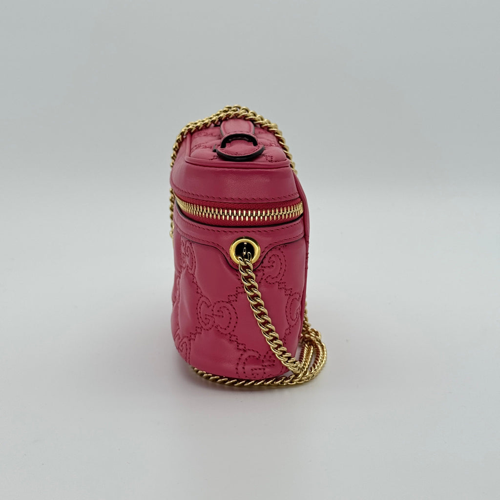 Gucci Pink GG Quilted Leather Matelassè Mini Top Handle Bag