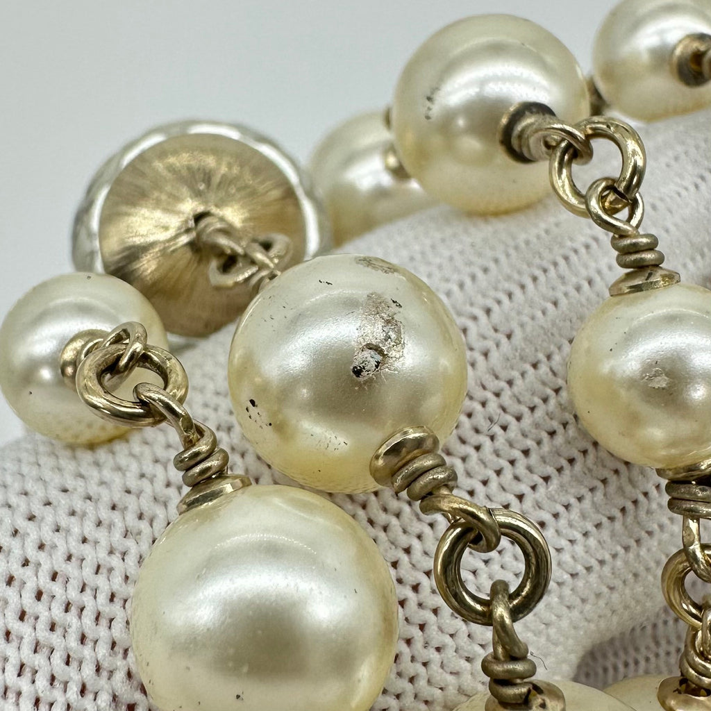 Chanel Double C Pearl Sweater Chain Necklace