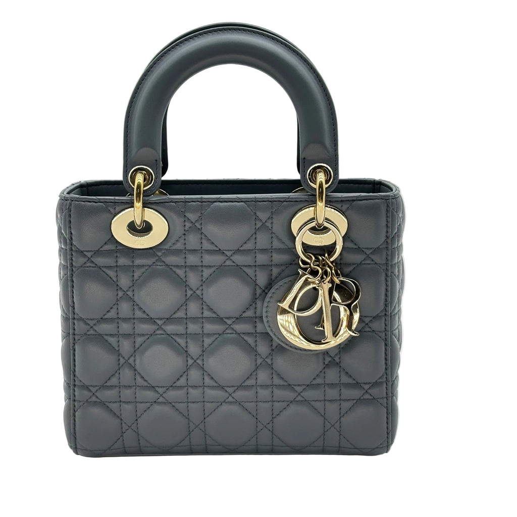 Christian Dior Lambskin Small My ABCDior Lady Dior Grey