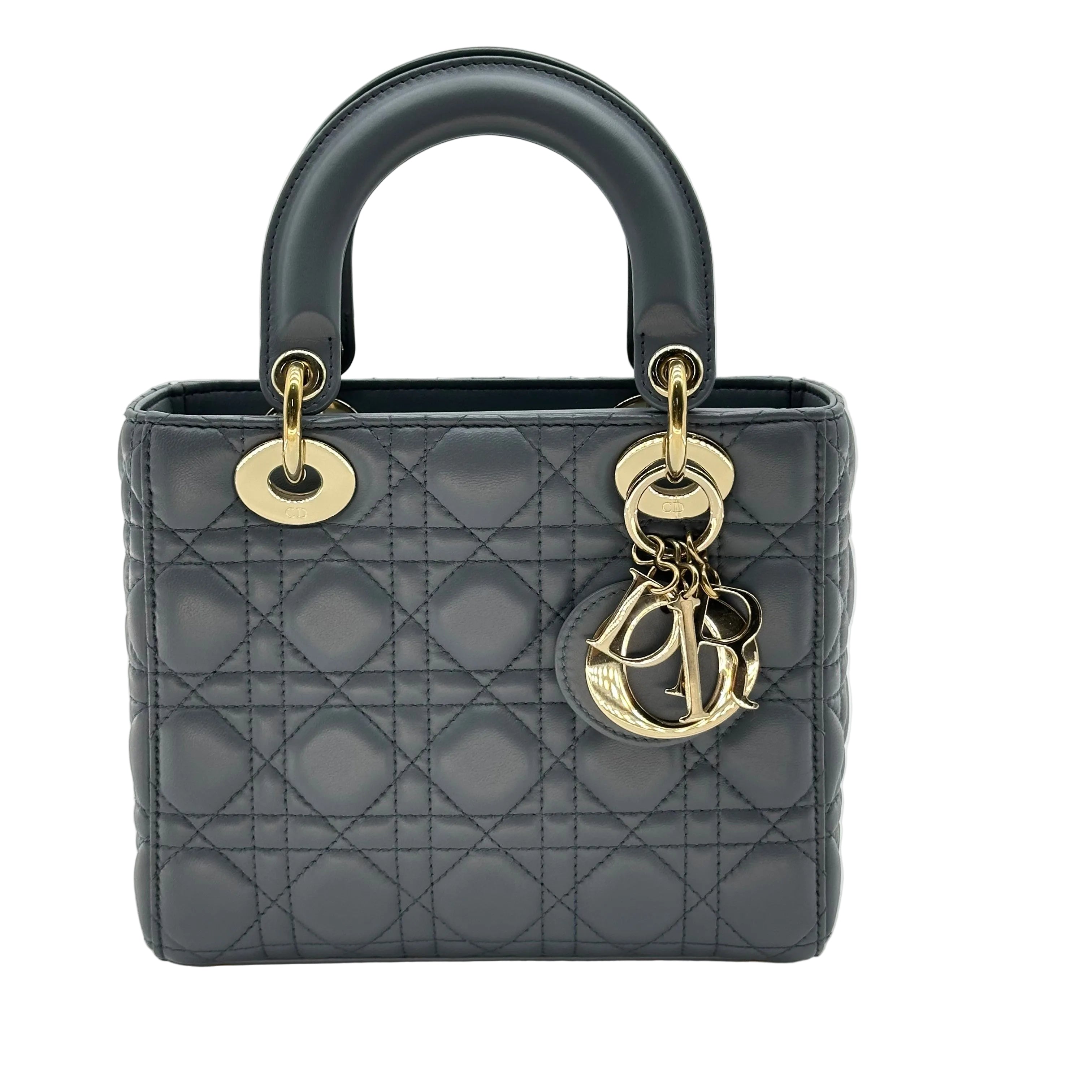 Christian Dior Lambskin Small My ABCDior Lady Dior Grey