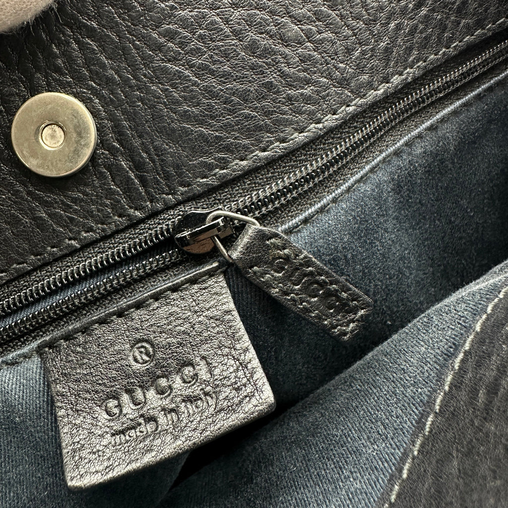gucci gg canvas leather tote bag vintage top handle black