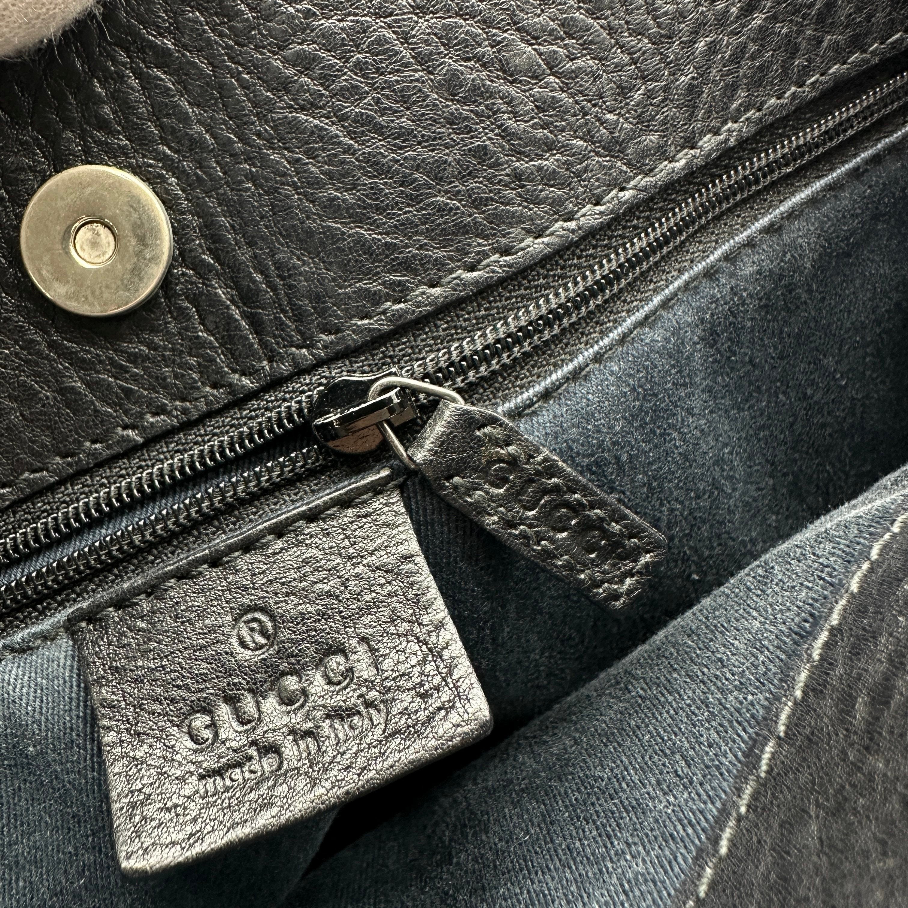 gucci gg canvas leather tote bag vintage top handle black
