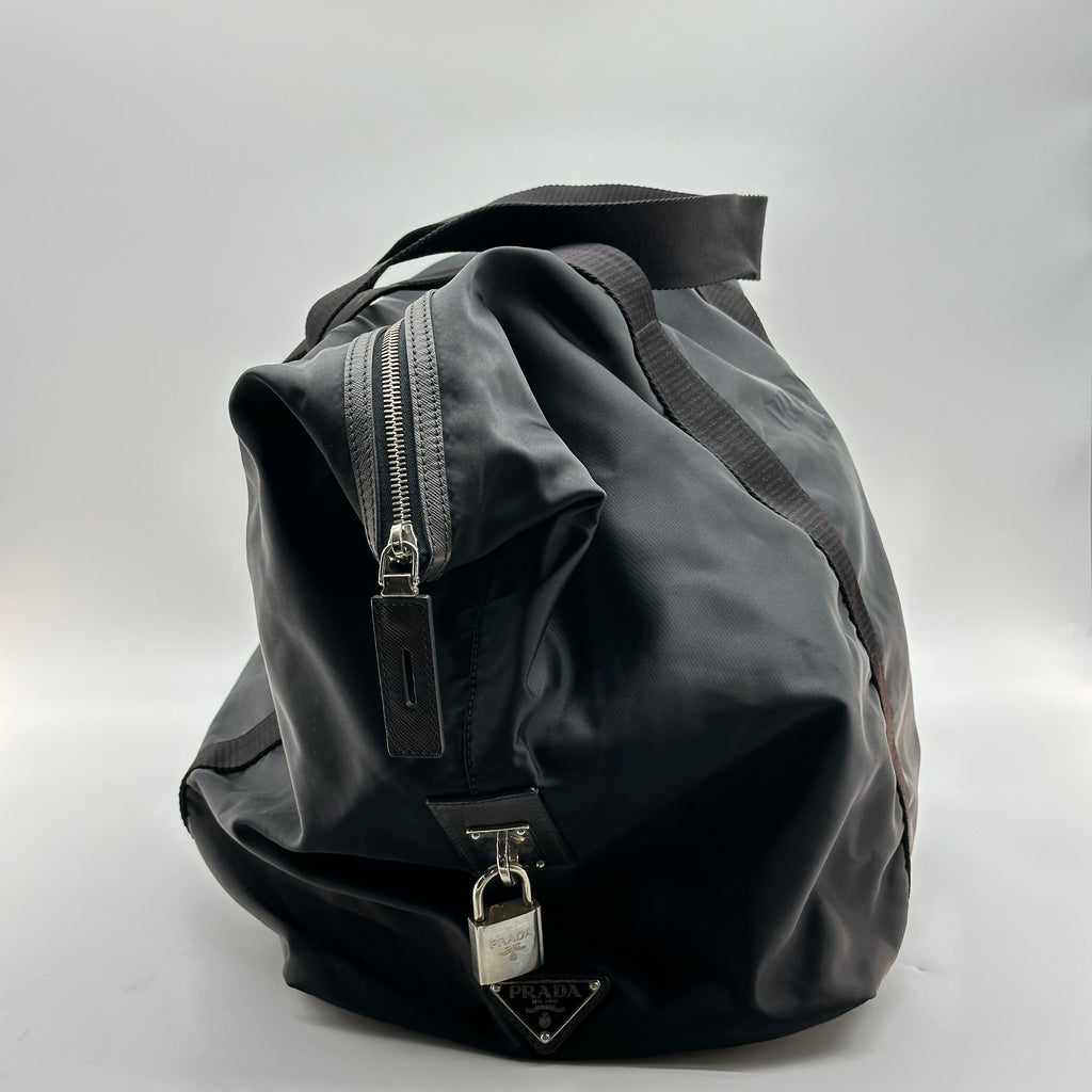 Prada Nylon Boston Black Travel Bag