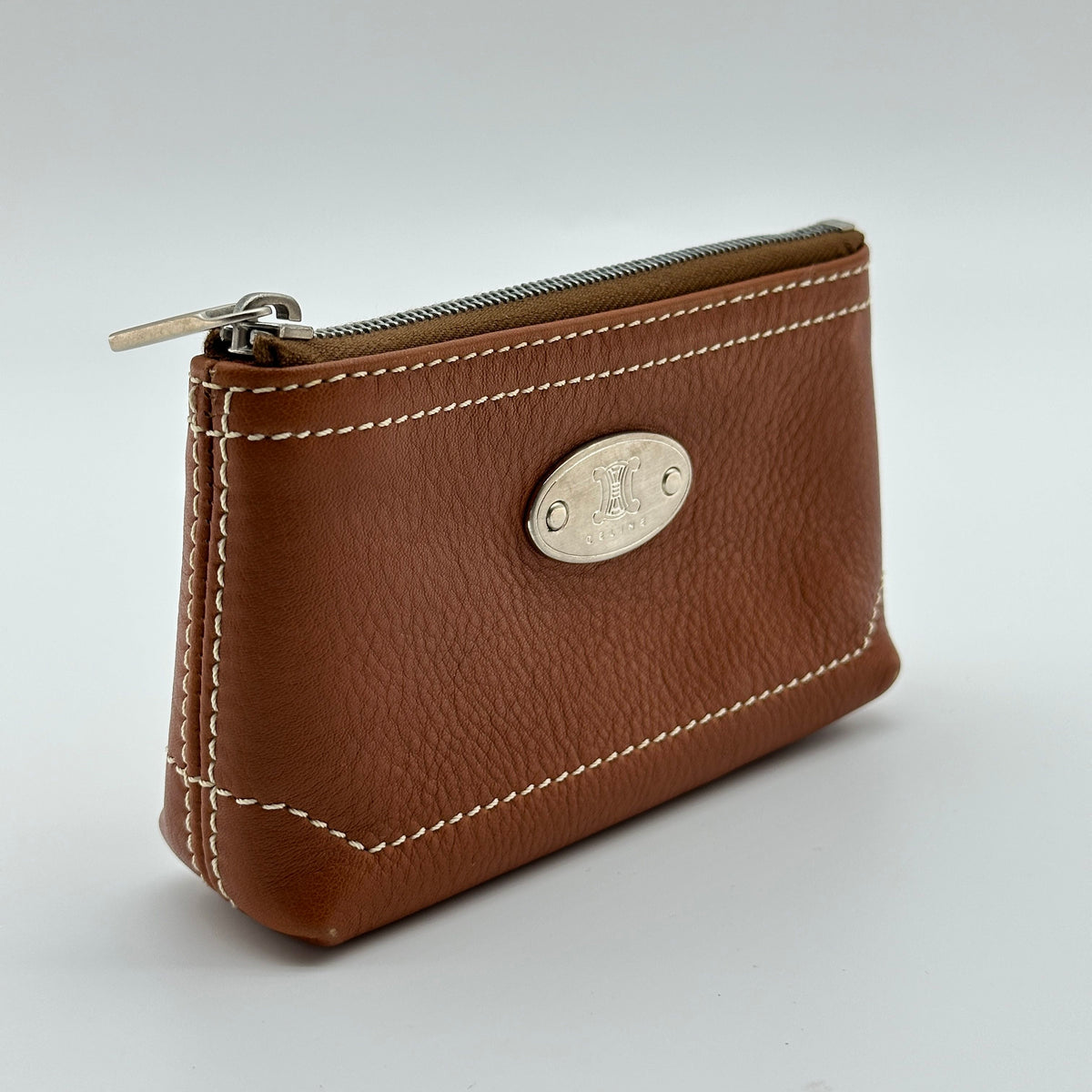 Celine Leather Macadam Logo Brown Coin Case
