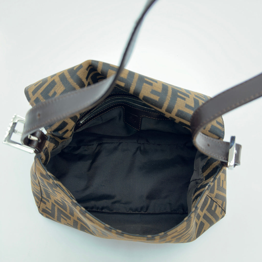 Fendi Zucca Canvas Baguette Medium Brown Shoulder Bag