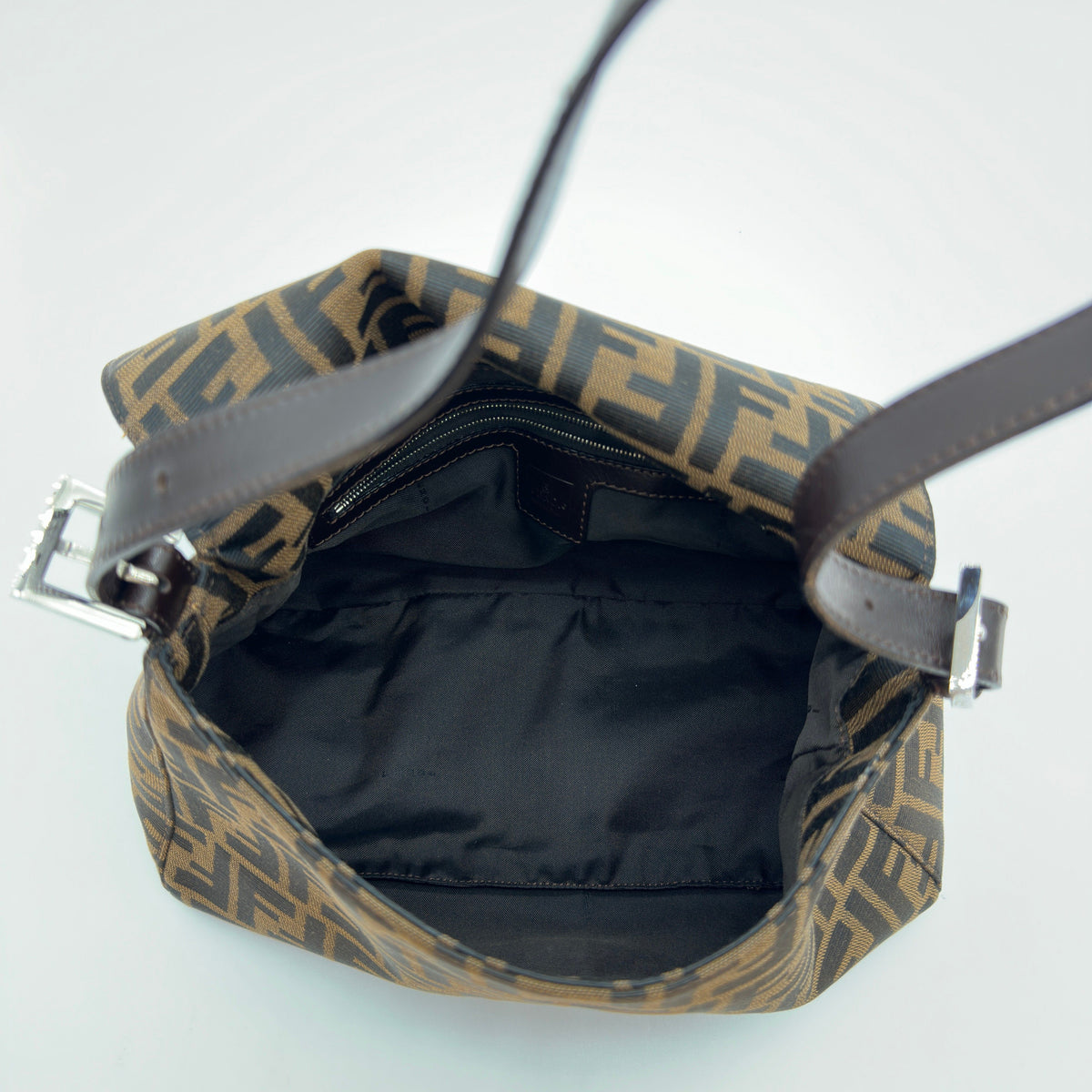 Fendi Zucca Canvas Baguette Medium Brown Shoulder Bag