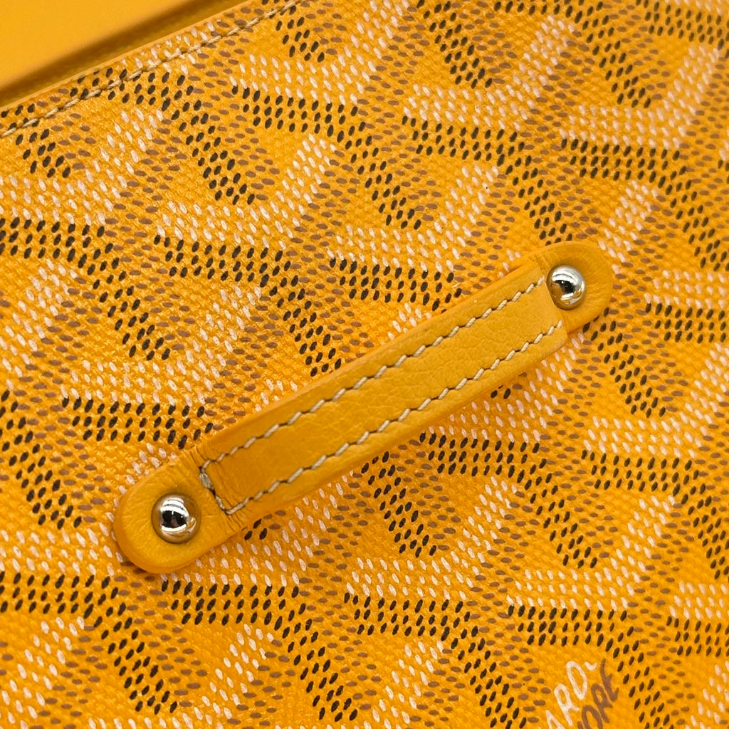 Goyard Saigon Mini Soft Wooden Handle Handbag Canvas and Leather 2-Way Shoulder Bag Yellow
