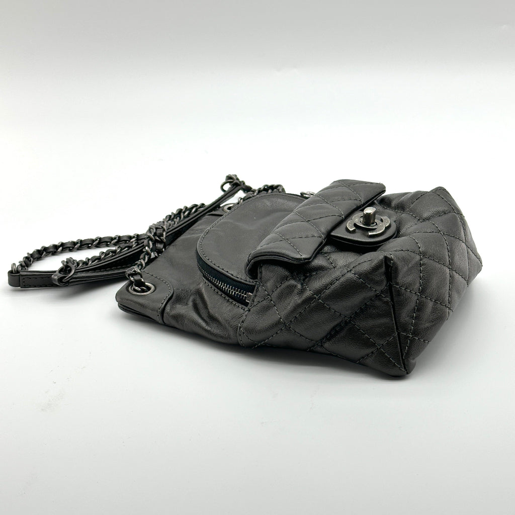 Chanel Quilted Leather Black Chain Shoulder Bag