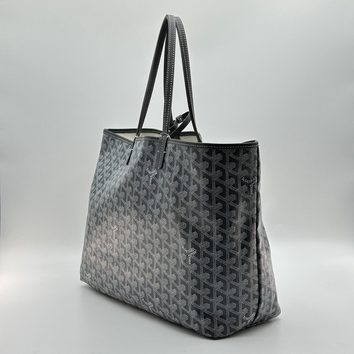 Goyard PVC Leather Saint Louis PM Grey Tote Bag