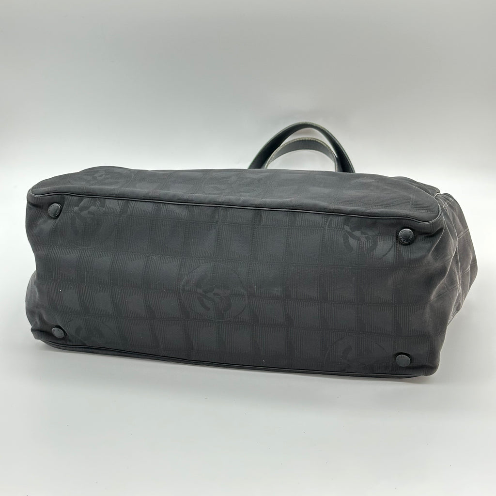 CHANEL Tote Bag leather Nylon canvas Black 6 series