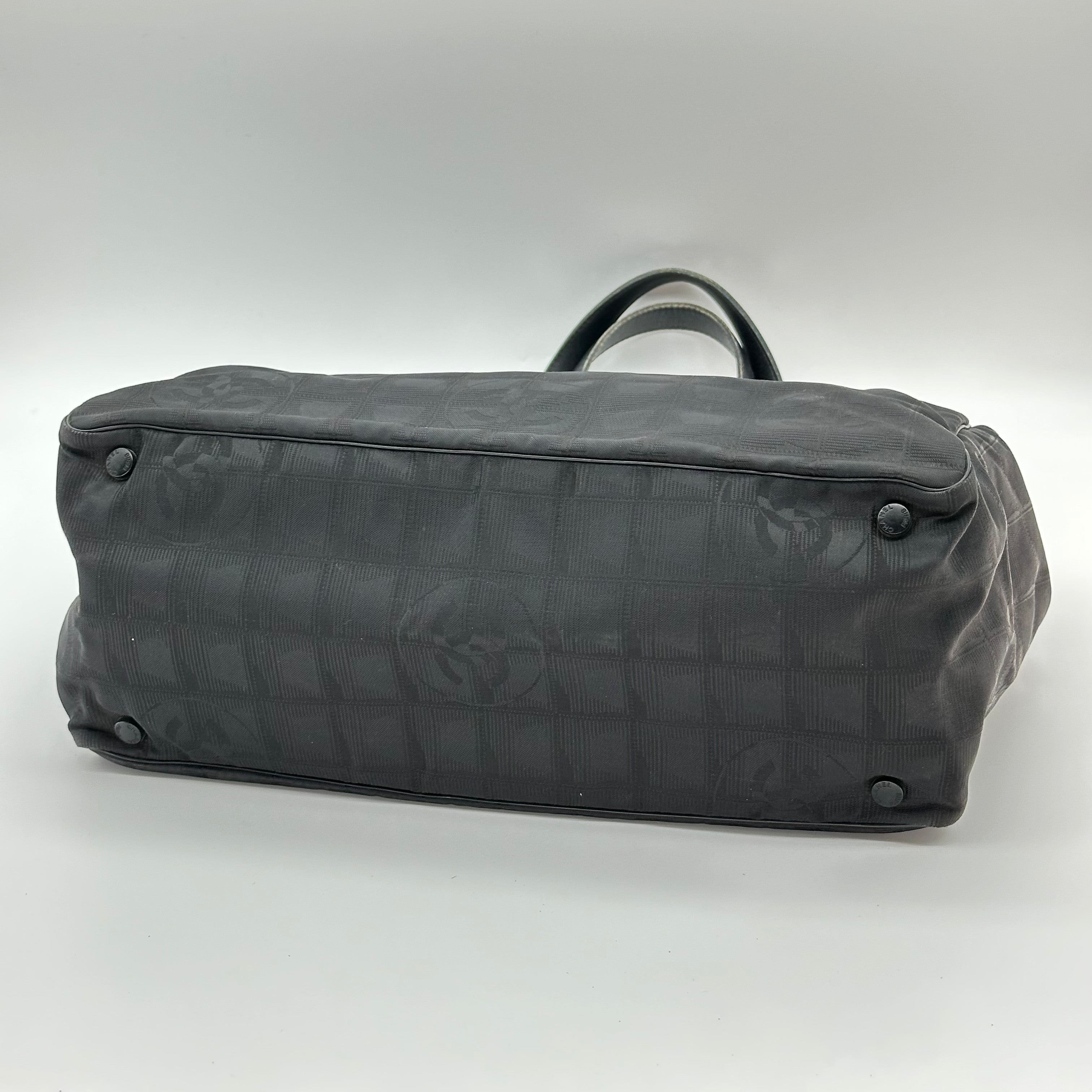CHANEL Tote Bag leather Nylon canvas Black 6 series