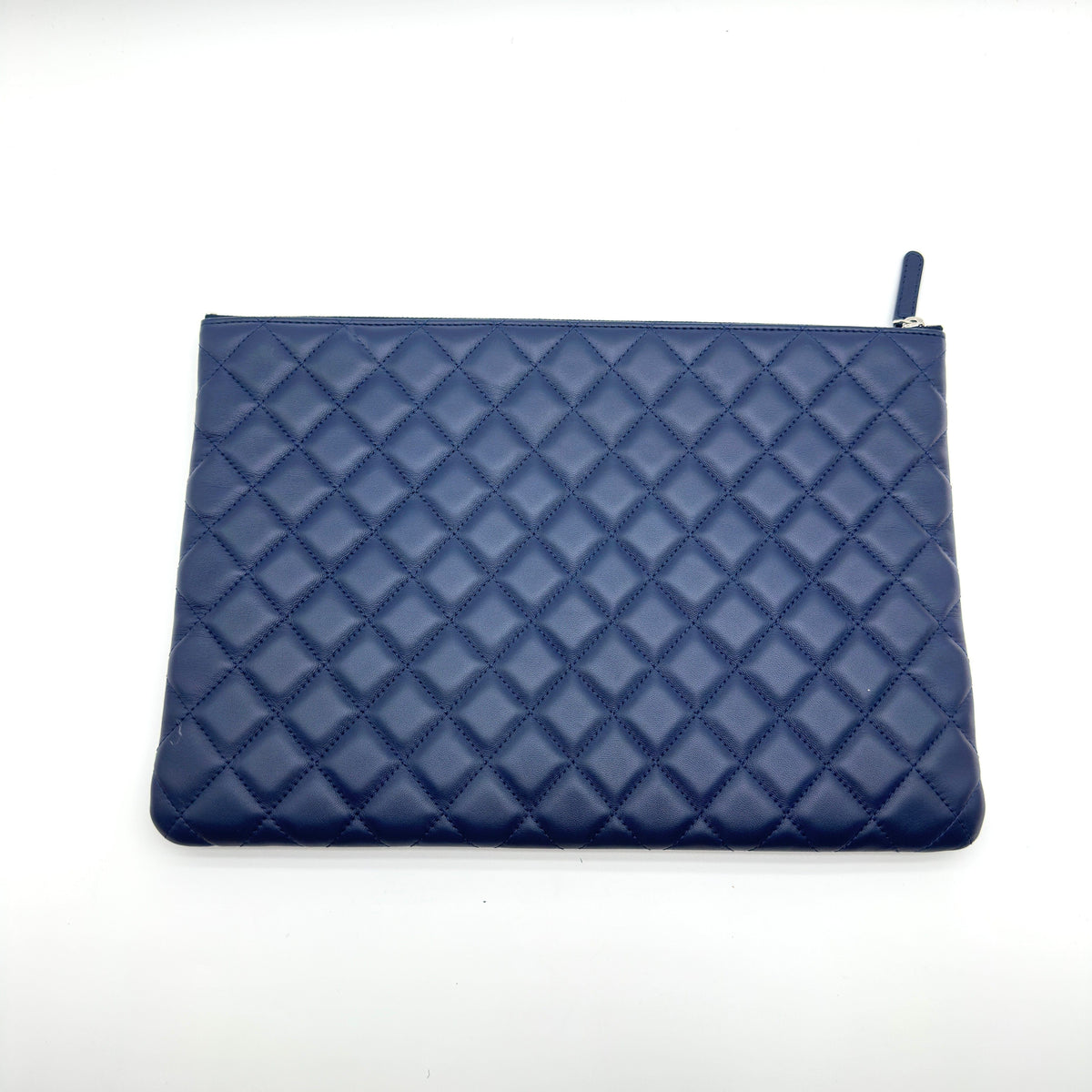 Chanel Quilted Lambskin Navy Clutch Bag