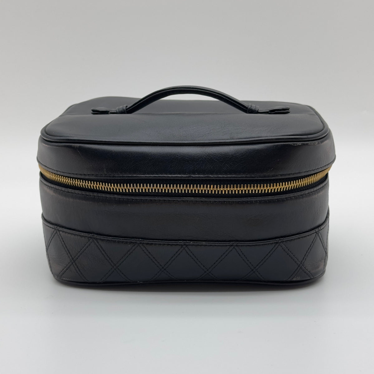 Chanel Quilted Caviar Leather Coco Mark Small Black Vanity Case