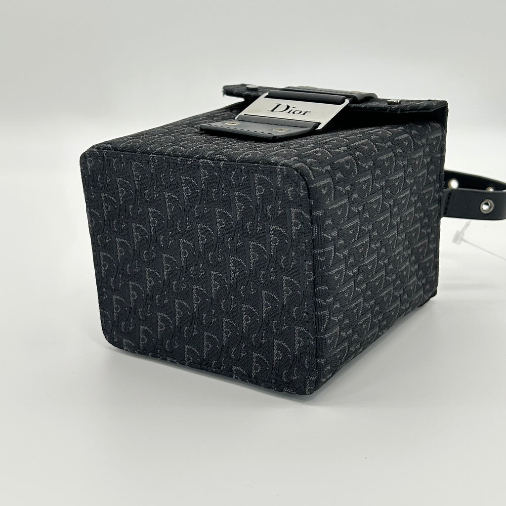 Christian Dior Trotter Monogram Vanity Bag Black Canvas Top Handle Bag Vintage