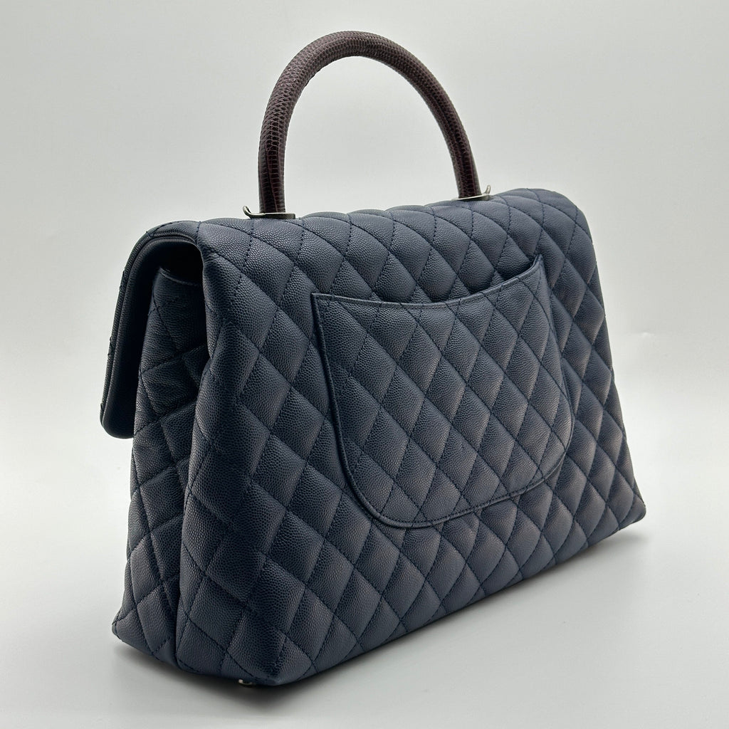 Chanel Quilted Caviar Leather Navy Top Handle Flap Bag