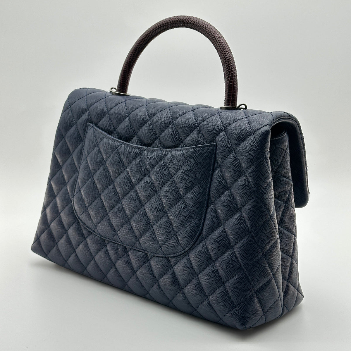 Chanel Quilted Caviar Leather Navy Top Handle Flap Bag