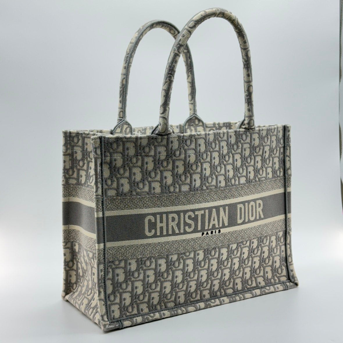 Christian Dior Bicolor  Embroidery Book Tote Medium Bag