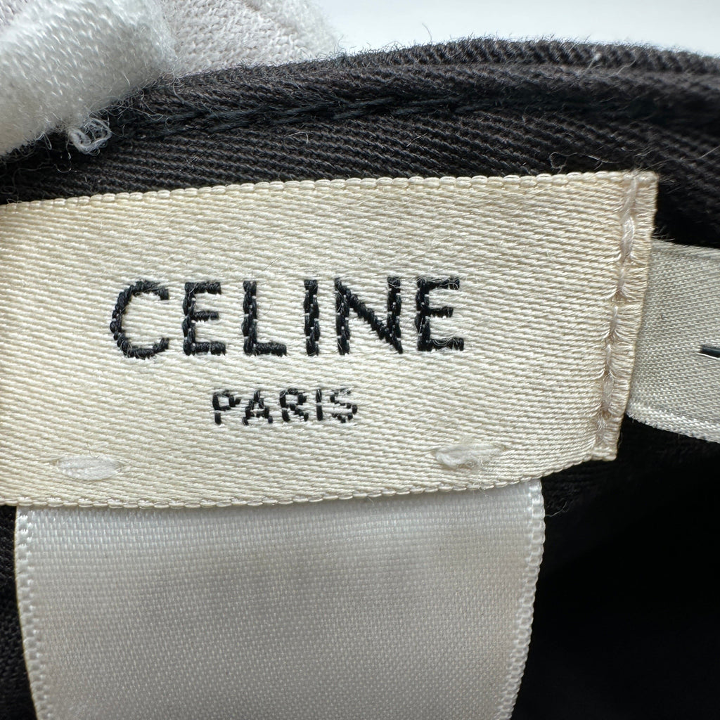 Celine Logo Cap L Cotton Black Wears Marked With odor Lint on fabric Frayed