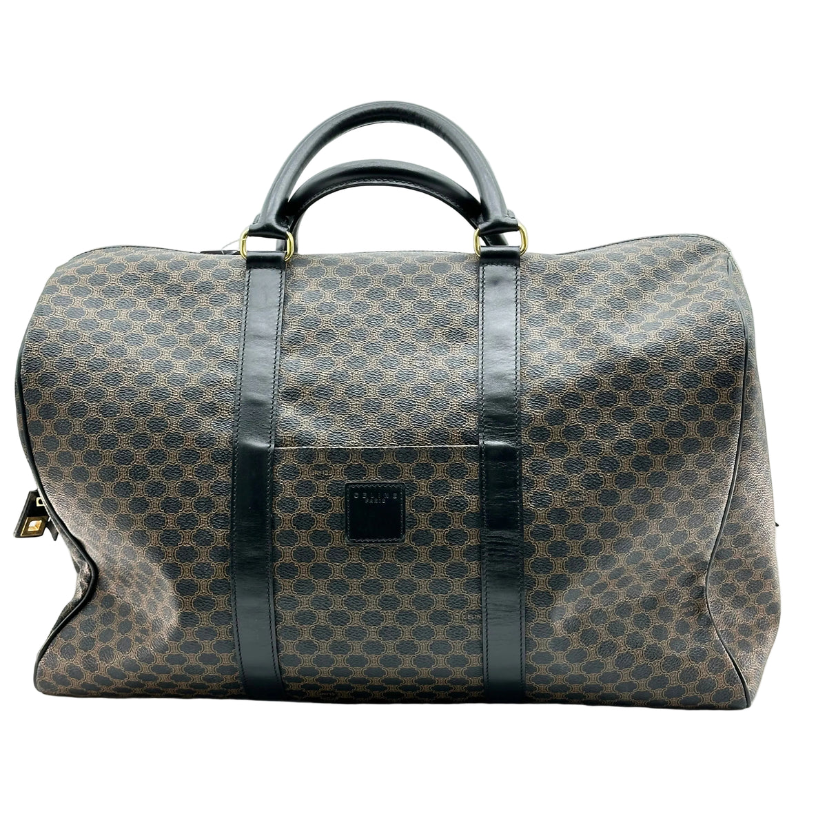 vintage celine black macadam large boston bag travel bag unisex