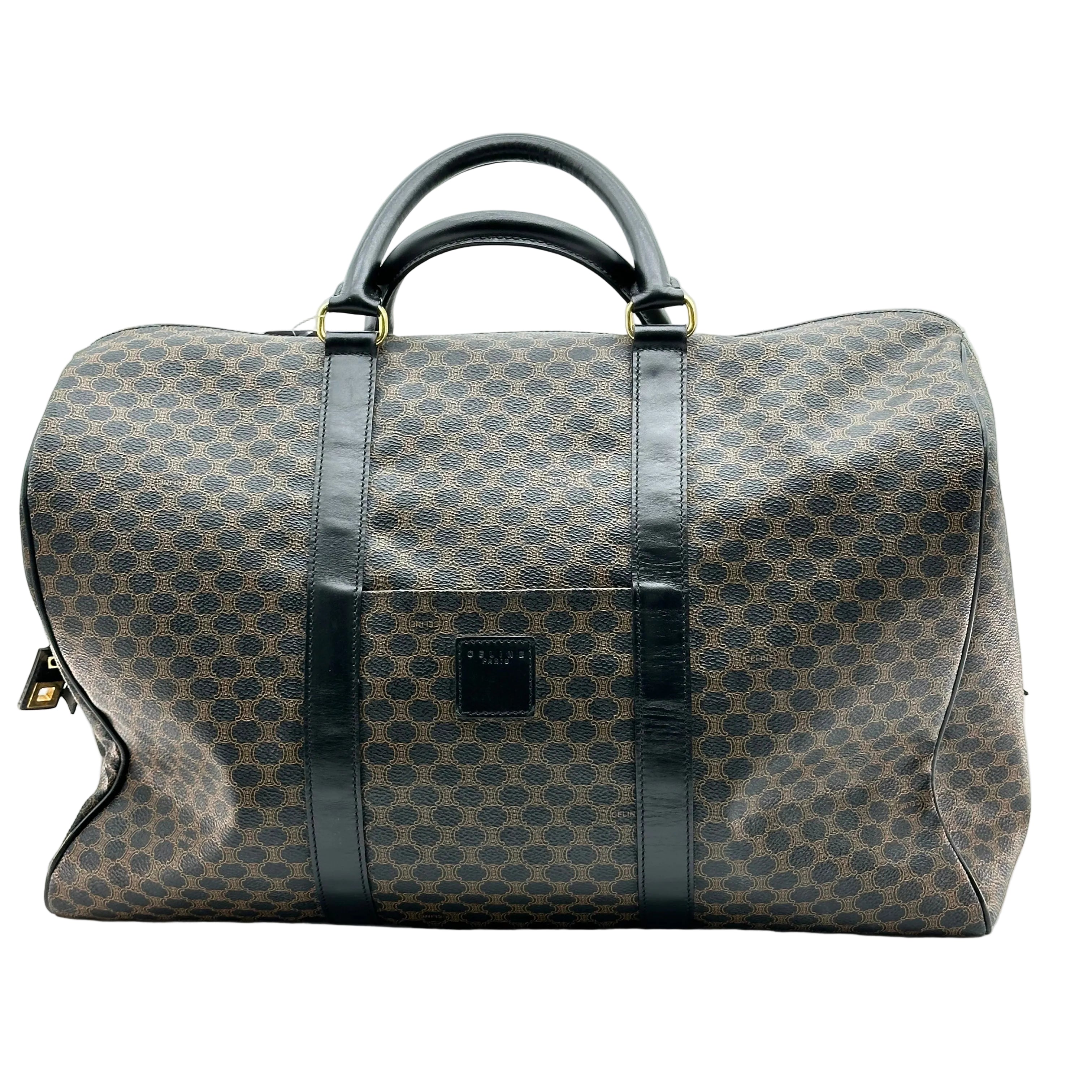 vintage celine black macadam large boston bag travel bag unisex