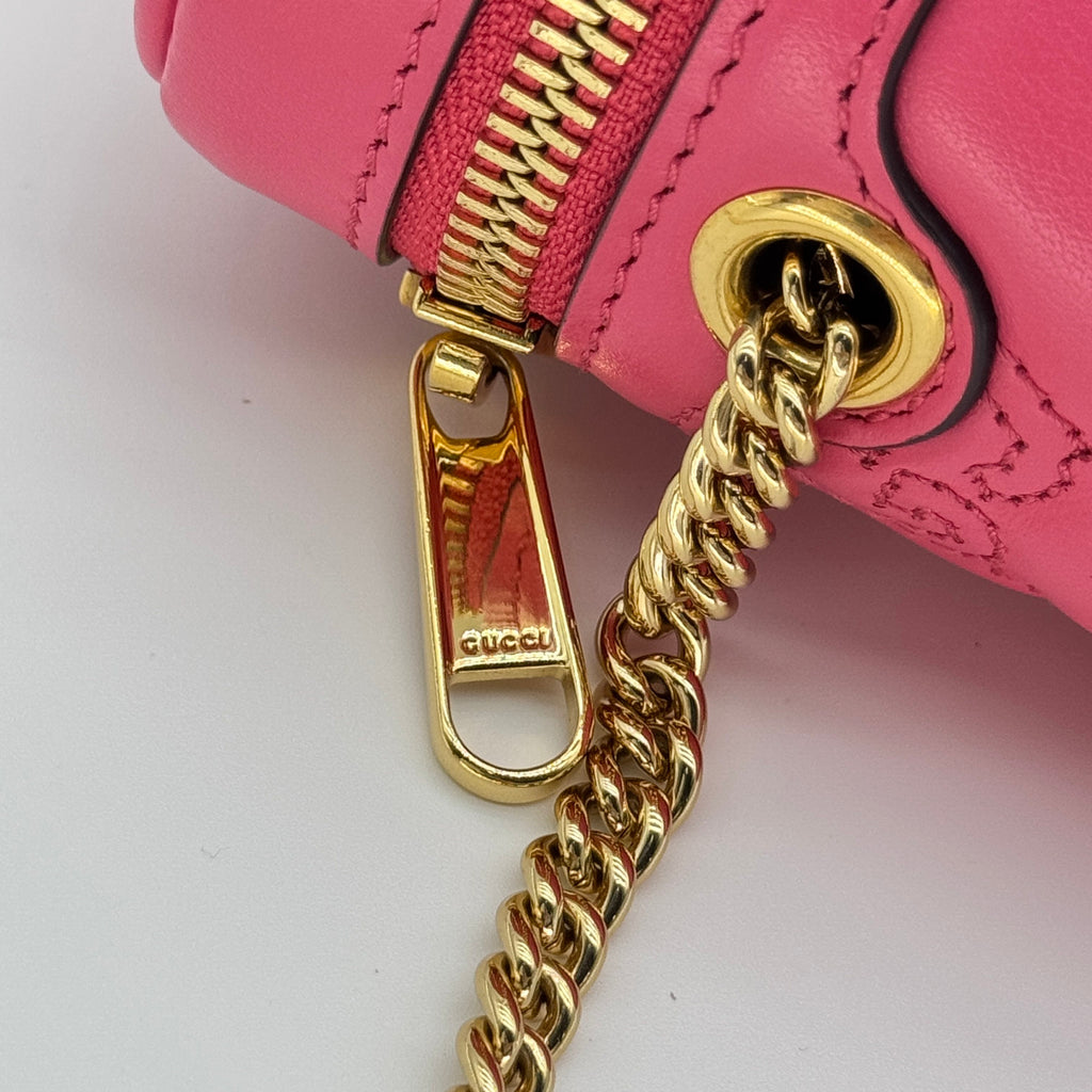 Gucci Pink GG Quilted Leather Matelassè Mini Top Handle Bag