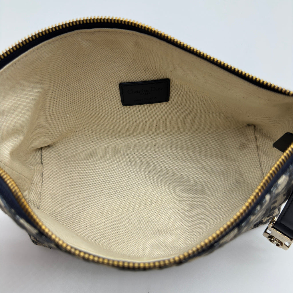 Dior Oblique Canvas Navy Leather Shoulder Bag