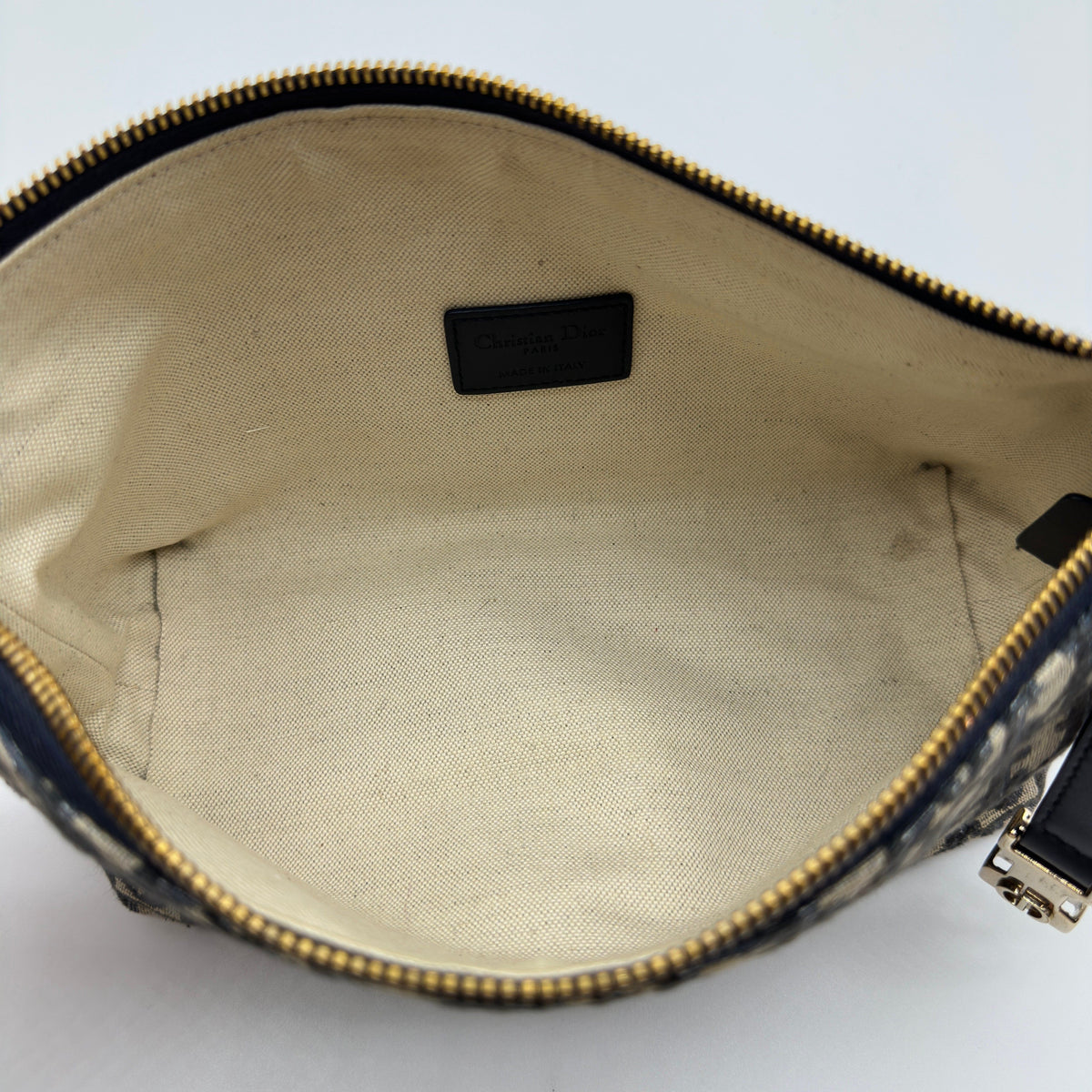 Dior Oblique Canvas Navy Leather Shoulder Bag