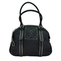 LOEWE Handbag Leather Nylon Black Silver Hardware