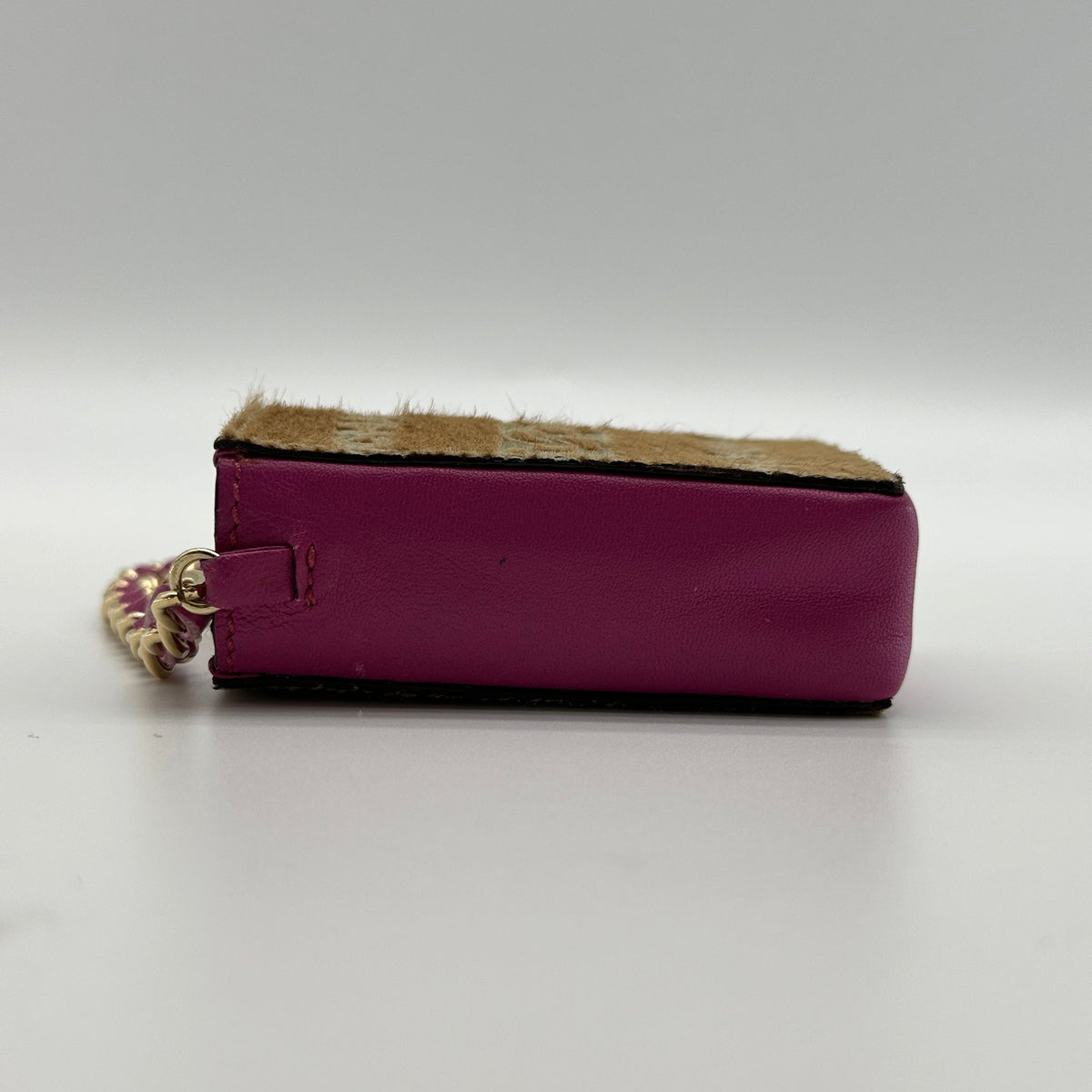 Chanel Logo Canvas Leather Pink Chain Shoulder Pouch