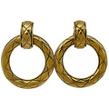 Chanel Matelassé 2way Hoop Earrings Women's Vintage Gold Jewelry