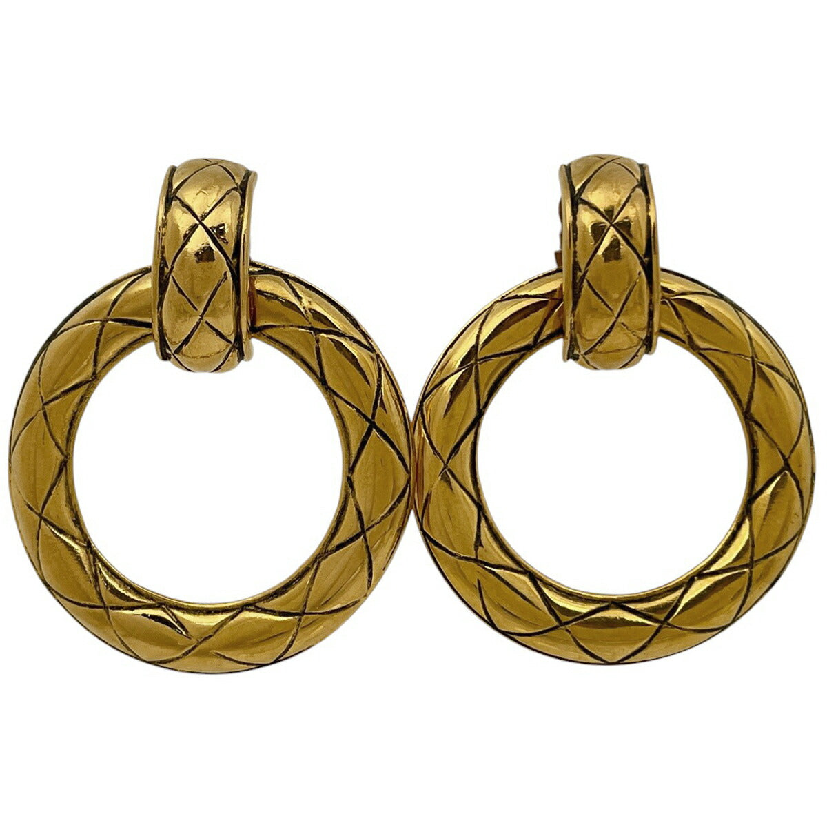 Boucles d'oreilles créoles 2 voies Chanel Matelassé Bijoux vintage or pour femme