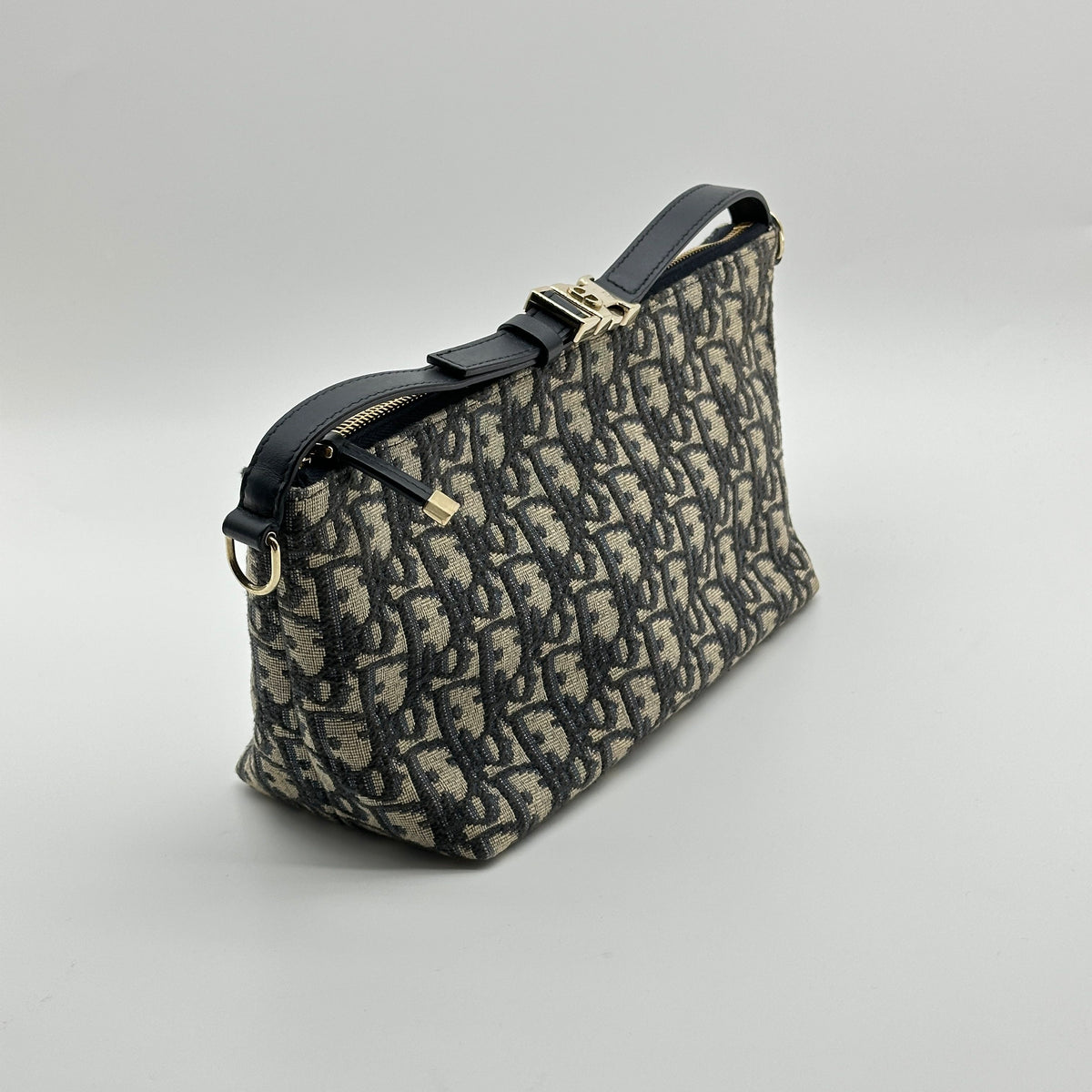 Dior Oblique Canvas Navy Leather Shoulder Bag