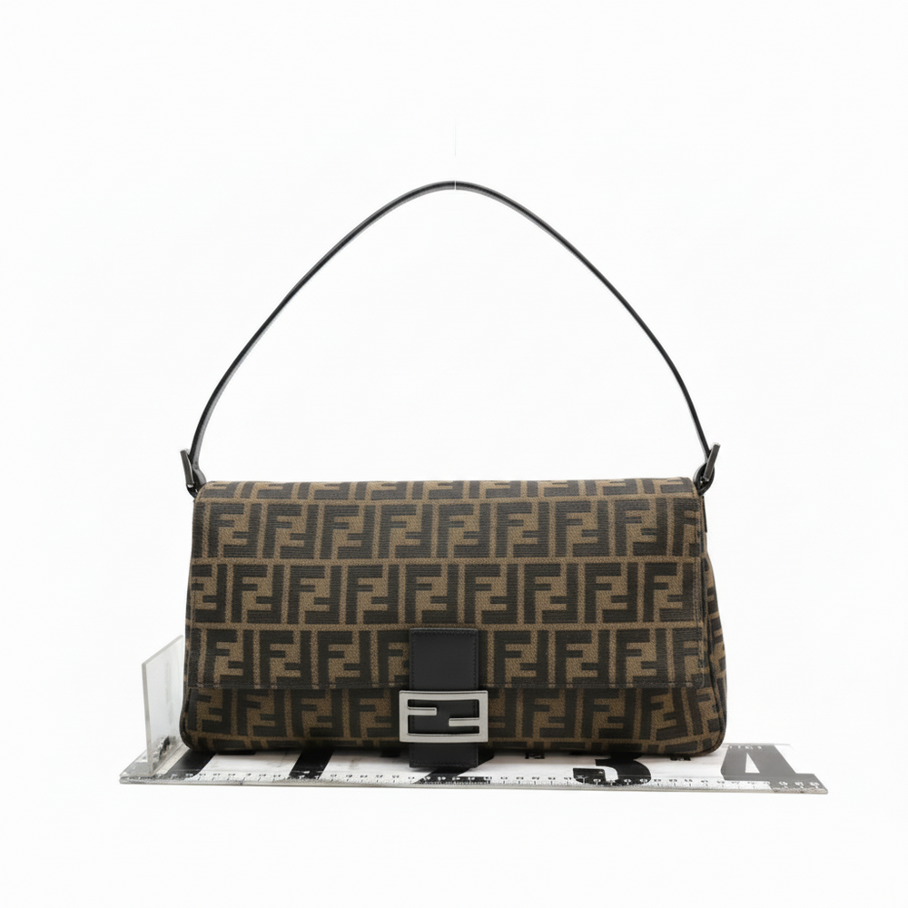 Fendi Zucca Canvas Mamma Baguette Medium Brown Shoulder Bag